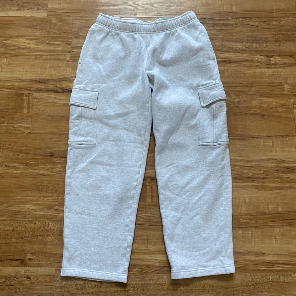 TNA Aritzia S Cozy Fleece Mega Cargo Sweatpants Heather Cloud White Gray Baggy